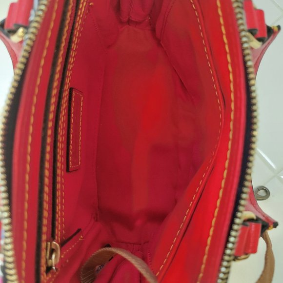 DOONEY & BOURKE Small Red Printed Leather Handbag Crossbody Bag - Picture 11 of 16